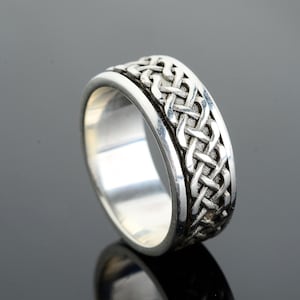 Celtic Knot Spinner Ring,Sterling Silver Fidget Ring,Handmade Man Promise Ring,Wedding Ring For Man,Men Gifts, Anxiety Ring,Gift For Husband