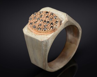 Oxidized Sterling Silver Signet Ring: Handmade Vintage Style