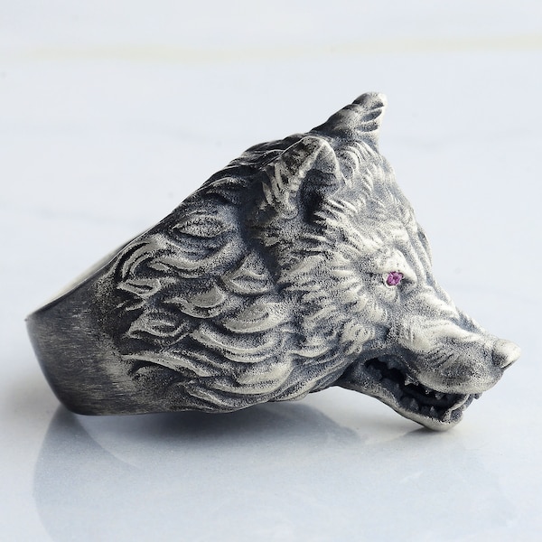 Wolf Handmade Silver Ring, 3D Wolf Head Ring, Viking Wolf Ring, Alpha Wolf Ring, Norse Mythology Ring, Ring For Man, Signet Mens Ring