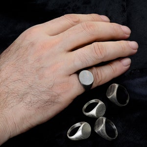 Handmade Sterling Silver Signet Ring: Unisex Stackable Band
