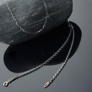 Men Silver Chain, Silver Oxidized Cable Man Chain, Silver Chain Men, Sterling Silver Man Necklace, Chain Man Necklace, Silver Men&#39;s Jewelry