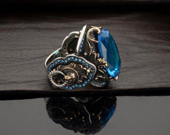 Anello In Argento 925 Con Topazio Indaco Nigeriano, 1,31ct