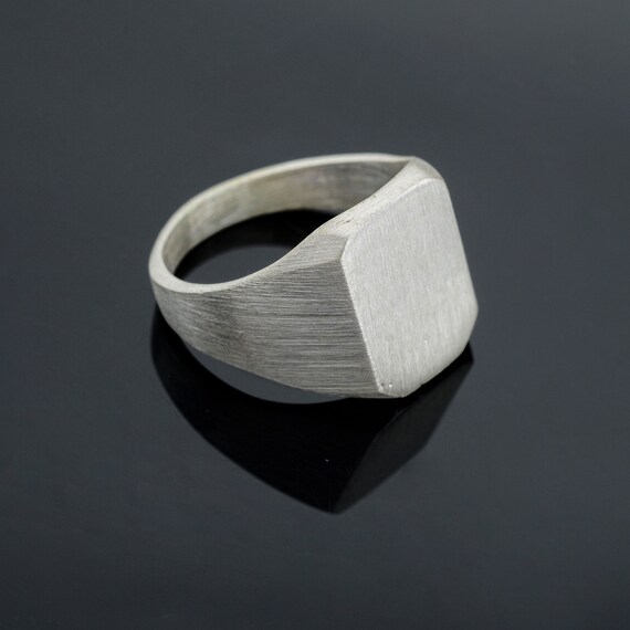 Handmade Sterling Silver Signet Ring: Unisex Stackable Pinky Ring
