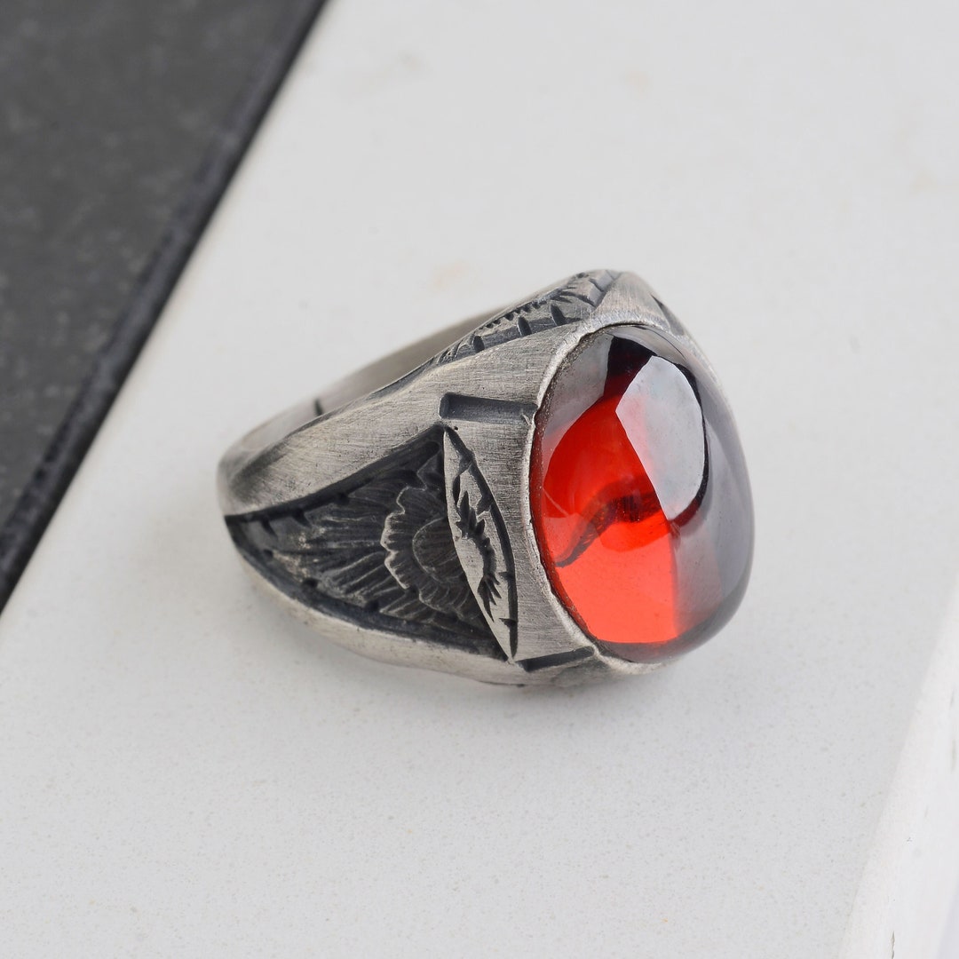 meanWEIRDO GEMSTONE RING BANDITS 15号 Handmade Bandits Turquoise and Sterling Silver Ring, Size