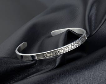 Personalized Sterling Silver Cuff Bracelet, Custom Engraved Bangle, Minimalist Jewelry