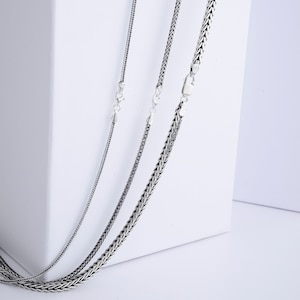Sterling Silver Chain Necklace, Handmade Unique Chains Necklace for Man, Silver Men&#39;s Jewelry, Oxidized Viking Chain, Mens Gift