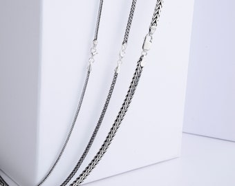 Sterling Silver Chain Necklace, Handmade Unique Chains Necklace for Man, Silver Men&#39;s Jewelry, Oxidized Viking Chain, Mens Gift