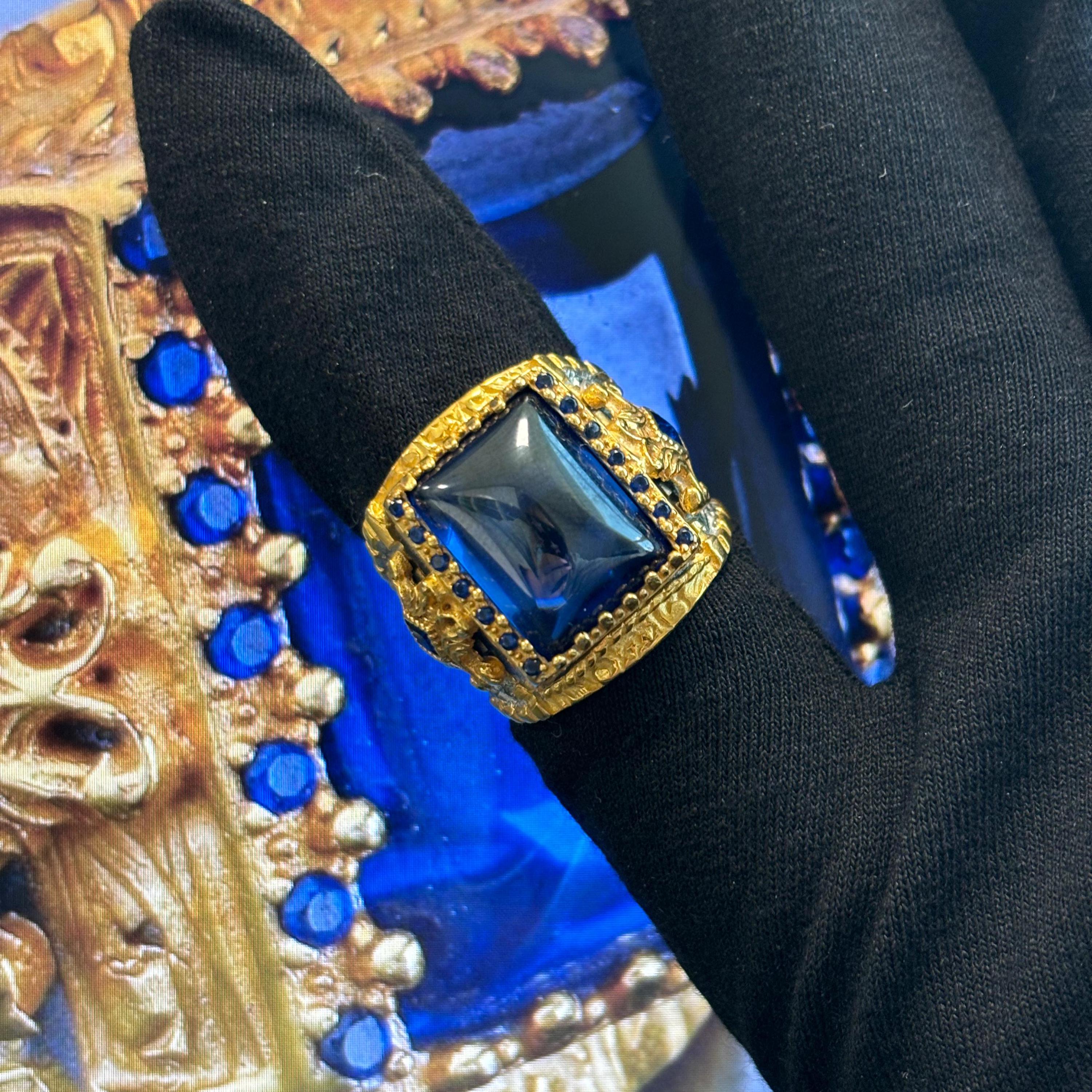 Anello da uomo in argento Sterling 925, con zaffiro blu