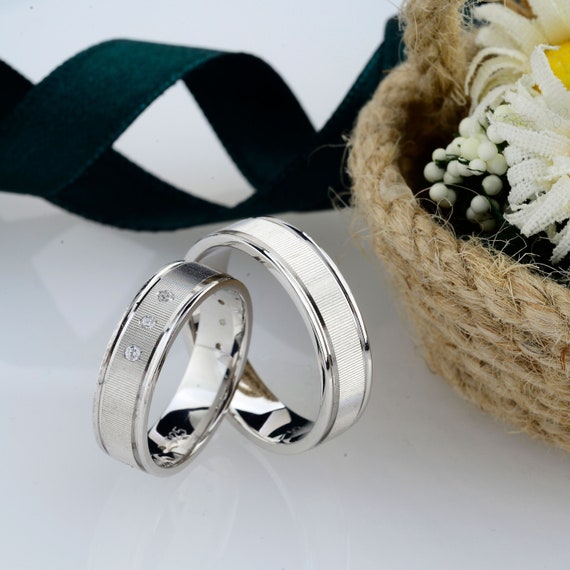 Matching sterling silver wedding bands deals