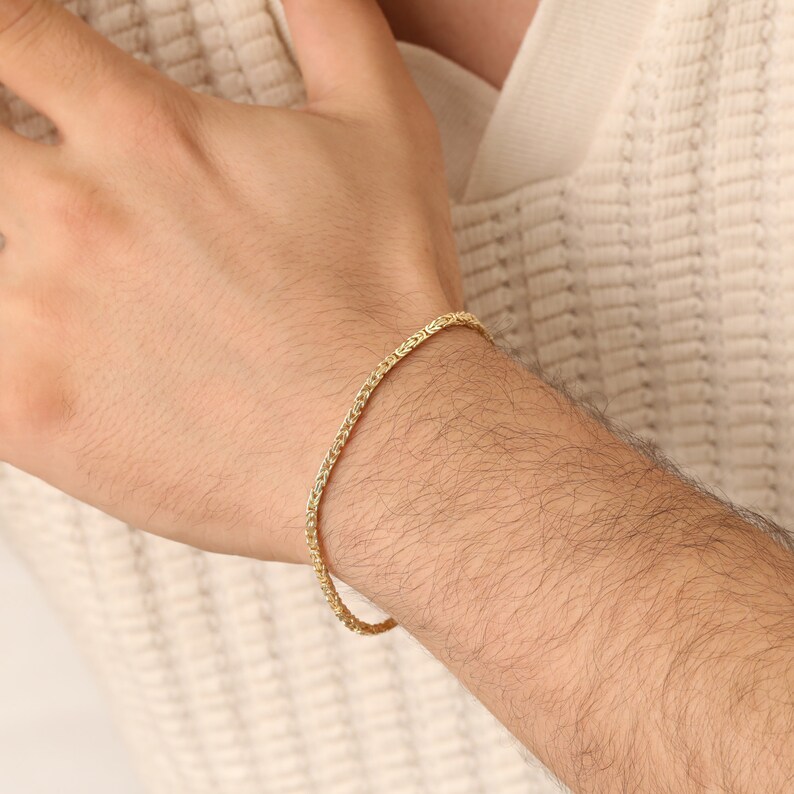 Pulsera bizantina bañada en oro hecha a mano - Diseño King Chain 2.5 Milímetros