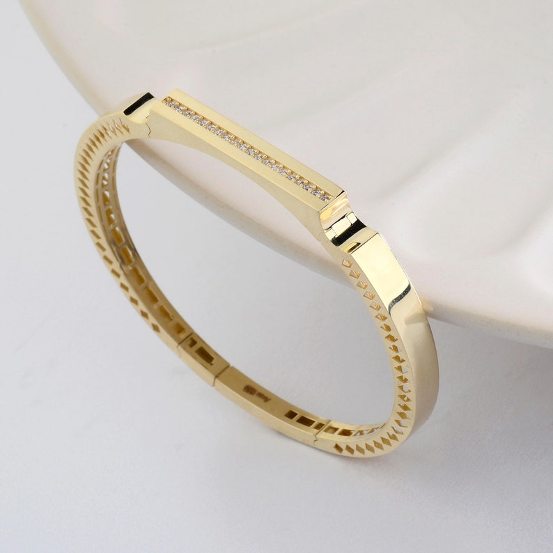 14k Gold Bangle Bracelet solid Gold Oval Bangle Bracelet Etsy