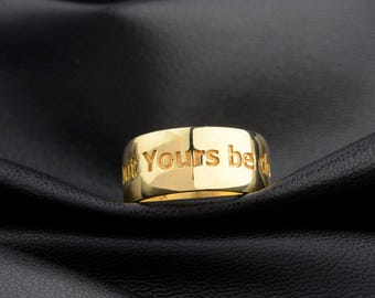 Personalized Gold-Plated Ring, Custom Engraved Band, Handmade