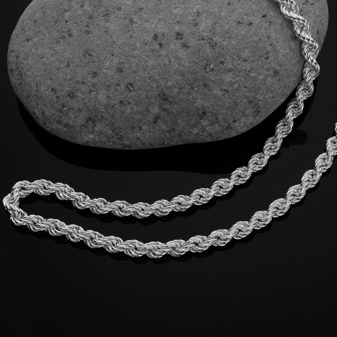 7 Mm Rope Chain Necklace, Silver Rope Chain Men, Rope Chain, Chain for