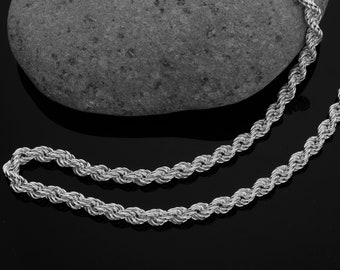 7 mm Rope Chain Necklace, Silver Rope Chain Men, Rope Chain, Chain for Man, Chain for Woman, 925k Sterling Silver Rope Chain Silver, Chain