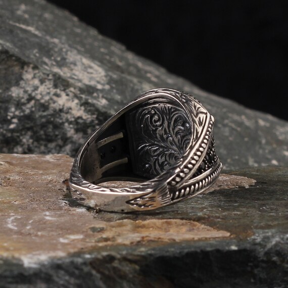 Anello Gotico Con Spada - Cristallo Nero, Regolabile - Unisex