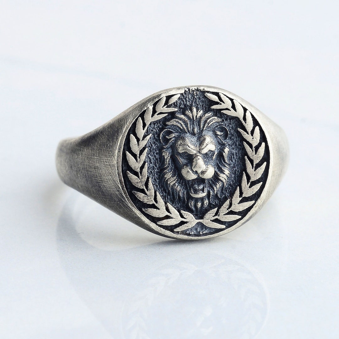 BySilverStone Handmade Lion Signet Ring - Sterling Silver 3D Lion Head Ring For Men, Zodiac Leo Gift - View #2