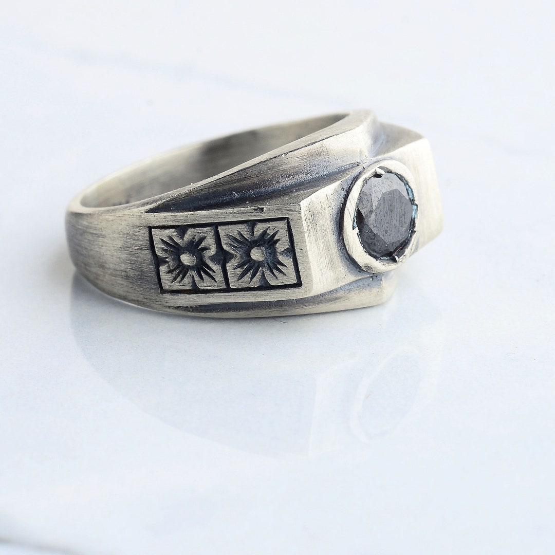 Schmuck-Pur 925/- Sterling-Silber Herren-Ring Siegelring Mit Zirkonia Diamantiert (Größe 22