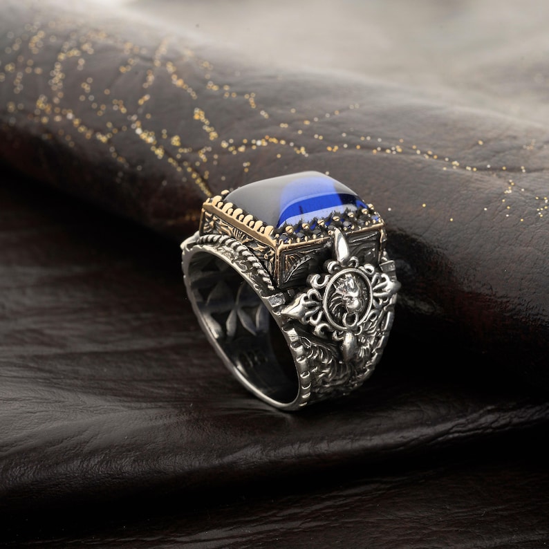 925 Silver Red Zircon Ring for Men, Red Ruby Stone Ring, Natural Stone