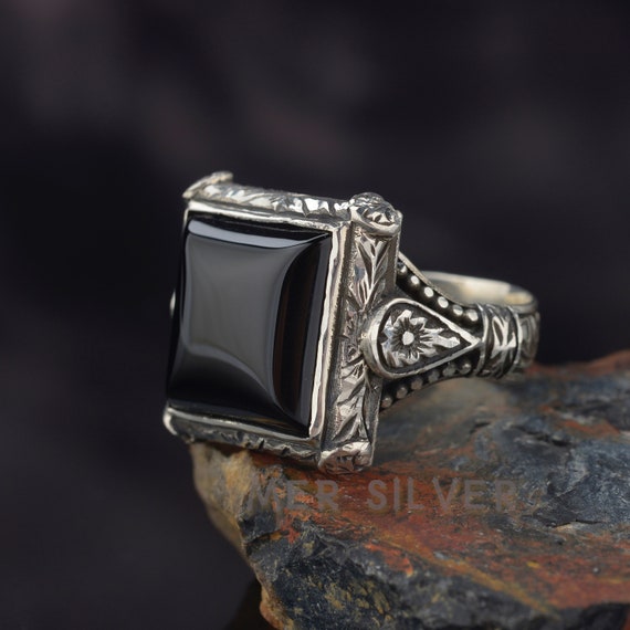 Gemstone Oxidised Silver Ring Mens Gems Vibes Natural London Blue