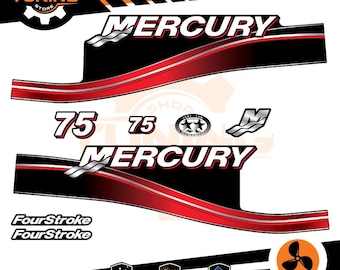 Mercury 75 hp - FourStroke 75 hp 船外機マリンエンジンと互換性のあるステッカーキット