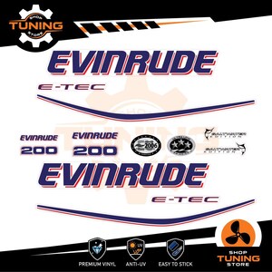 Kit Adesivi compatibile Motore Marino Fuoribordo EVINRUDE E-TEC 200 cv 200 hp
