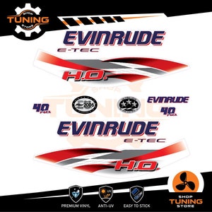 Kit Adesivi compatibile Motore Marino Fuoribordo EVINRUDE E-TEC 40 cv ho 40 hp