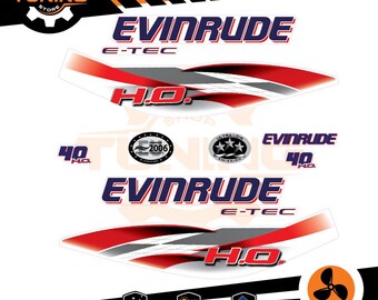 Sticker Kit Compatible with EVINRUDE E-TEC 40 hp or 40 hp Outboard Marine Engine