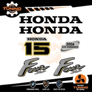 Kit Adesivi compatibile Motore Marino Fuoribordo HONDA 15 cv fourstroke verde - oro - blu 15 hp