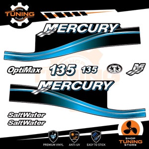 Kit Adesivi compatibile Motore Marino Fuoribordo Mercury 135 cv - SALTWATER 135 hp