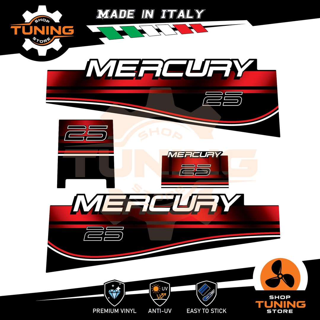 Sticker Kit Compatible With Mercury 25 HP Two Stroke Outboard Marine ...