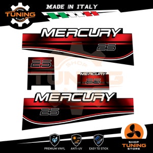 Kit Adesivi compatibile Motore Marino Fuoribordo Mercury 25 cv  two Stroke 25 hp