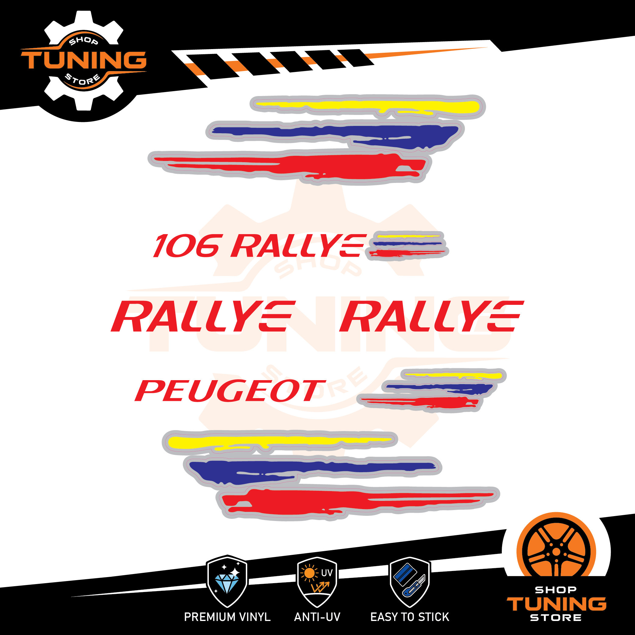 Kit Autocollants Voiture Peugeot 106 Rallye tuning rallye stickers