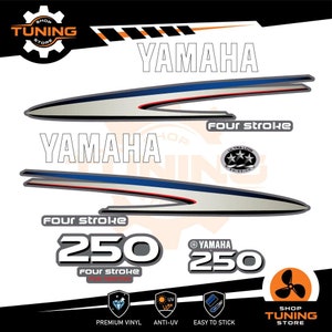 Kit Adesivi compatibile Motore Marino Fuoribordo Yamaha 250 cv - fourstroke f250  fuel injection Silver / Bianco 250 hp