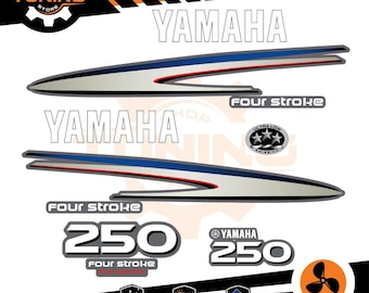 ステッカーキット ヤマハ 250 馬力船外機マリンエンジンと互換性あり - 4 ストローク f250 燃料噴射 シルバー / ホワイト 250 馬力