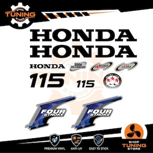 Kit Adesivi compatibile Motore Marino Fuoribordo HONDA 115 cv fourstroke verde - oro - blu - HONDA 115 cv V-TEC 115 hp