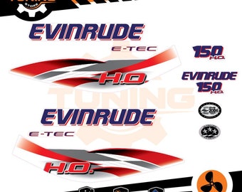 EVINRUDE E-TEC 150 hp または 150 hp 船外機マリンエンジンと互換性のあるステッカーキット