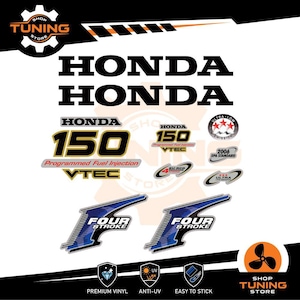 Kit Adesivi compatibile Motore Marino Fuoribordo HONDA 150 cv fourstroke verde - oro - blu - HONDA 150 cv V-TEC 150 hp
