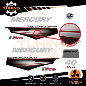 Kit Adesivi compatibile Motore Marino Fuoribordo Mercury 40 cv PRO - FourStroke EFI 40 hp