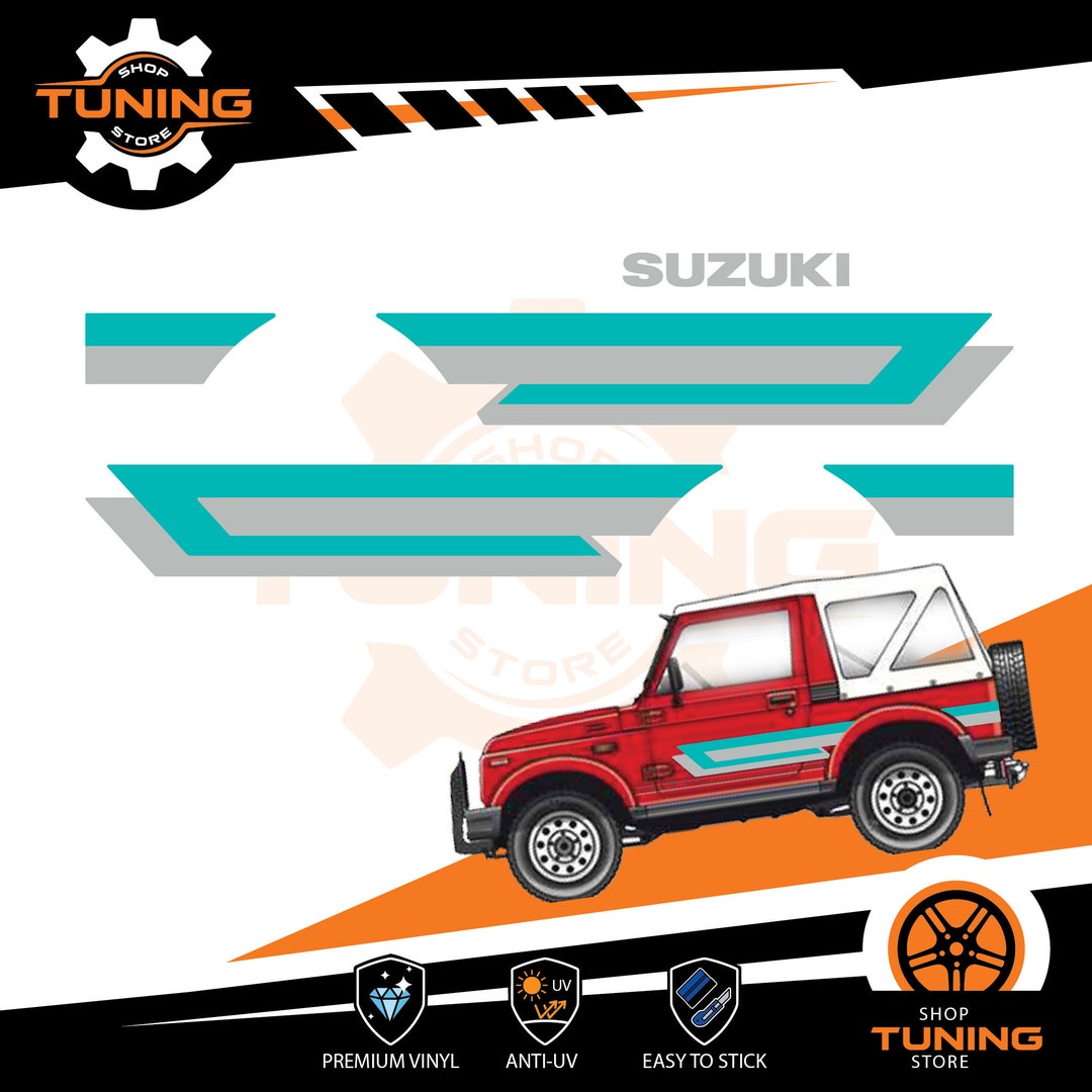 Kit D'autocollants Suzuki Samurai Rosso Lineare - Pour Carrosserie - Neuf (OraInkJet)