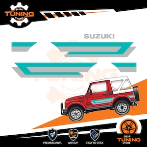 Kit Adesivi compatibile Auto Suzuki Samurai Jimmy Santana Vitara Verde lineare