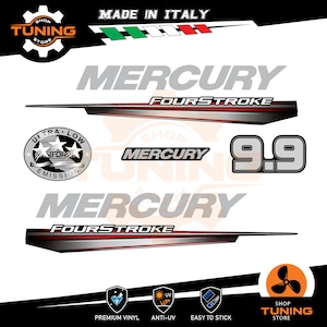 Kit Adesivi compatibile Motore Marino Fuoribordo Mercury 9.9 cv four stroke pro 9.9 hp