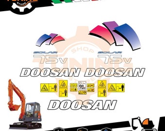 Sticker Kit compatible Doosan Daewoo excavator solar 55v 75v 130w v 140w v 160w v 175lc v 180w v 200w v 210w v