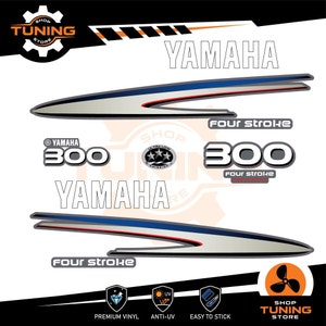 Kit Adesivi compatibile Motore Marino Fuoribordo Yamaha 300 cv - fourstroke f300  fuel injection Silver / Bianco 300 hp