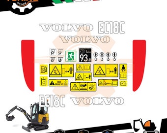 Volvo EC15C EC15E EC17C EC18C EC20C EC20E EC27D EC35C EC55C Excavator  Stickers Kit