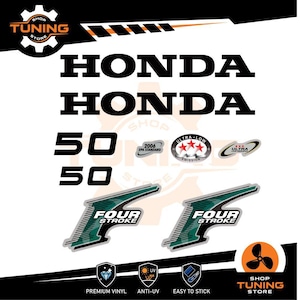Kit Adesivi compatibile Motore Marino Fuoribordo HONDA 50 cv fourstroke verde - oro - blu 50 hp