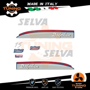 Kit Adesivi compatibile Motore Marino Fuoribordo Selva Dolphin 15 cv - versione 15 hp