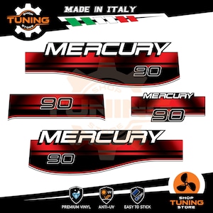 Kit Adesivi compatibile Motore Marino Fuoribordo Mercury Elpto 90 cv two Stroke 90 hp