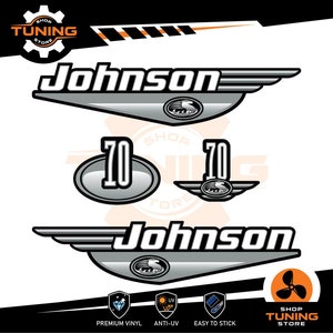 Kit Adesivi compatibile Motore Marino Fuoribordo Johnson 70 cv BOMBARDIER 70 hp