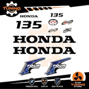 Kit Adesivi compatibile Motore Marino Fuoribordo HONDA 135 cv fourstroke verde - oro - blu 135 hp