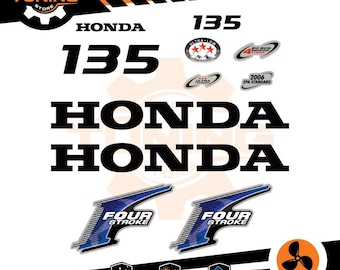 Sticker Kit Compatible with HONDA 135 hp Fourstroke Outboard Marine Engine Green - Gold - Blue 135 hp